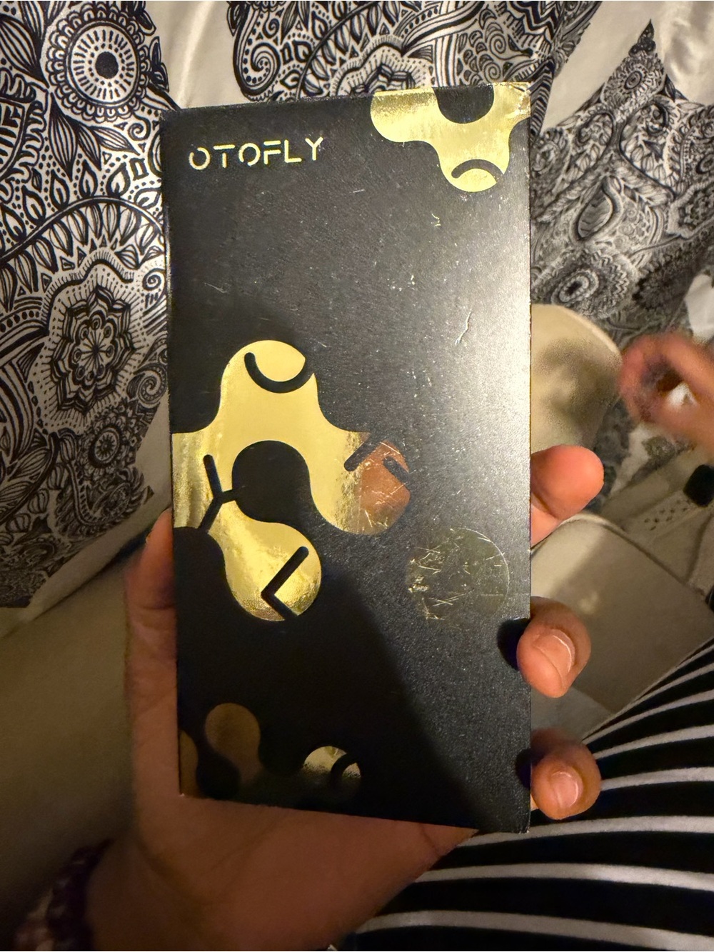 OT0FLY Black Phone Case Box with Gold Accents
